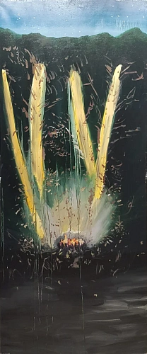 15. Иван Ключников «Костер». 2021. холст, масло. 205×85 см. Эстимейт: 55 000 ₽